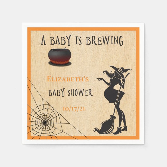 Halloween Oktoberhexen Brauen Babydusche Serviette (Vorderseite)
