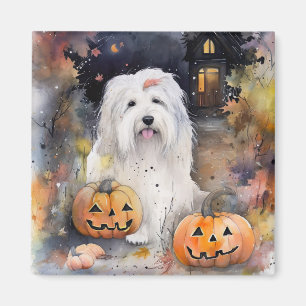 Halloween Old English Sheepdog mit Pumpkins Beängs Magnet