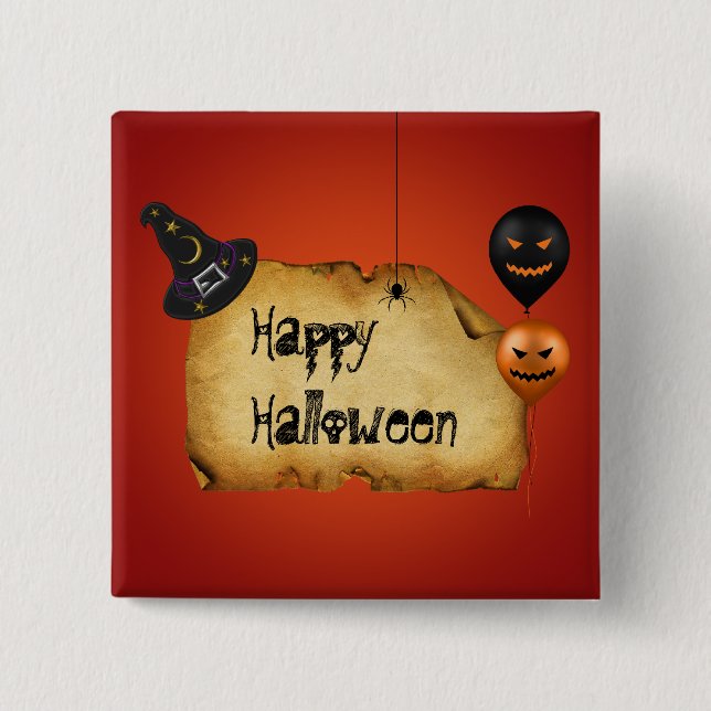 Halloween Old Parchment Gruß Button (Vorderseite)