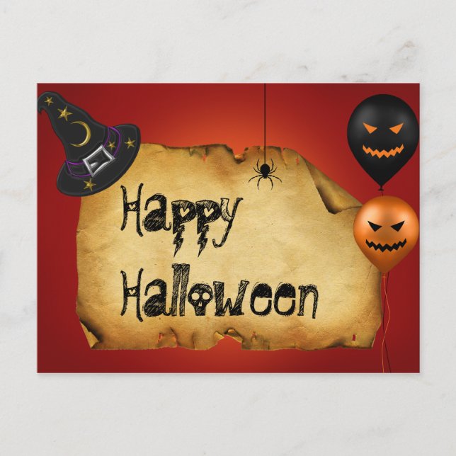 Halloween Old Parchment Gruß Postkarte (Vorderseite)