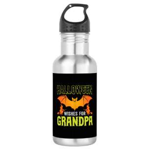 Halloween Opa Fledermaus Hexe Wünsche Edelstahlflasche