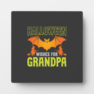 Halloween Opa Fledermaus Hexe Wünsche Fotoplatte