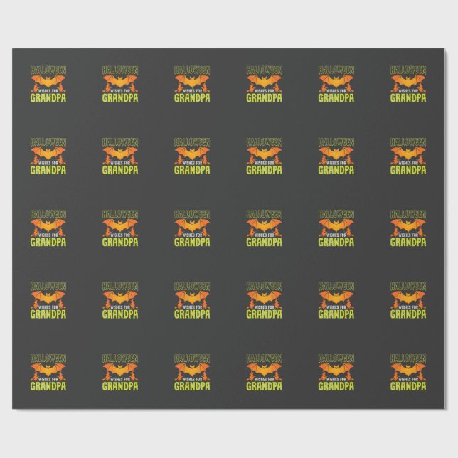 Halloween Opa Fledermaus Hexe Wünsche Geschenkpapier (Flach)