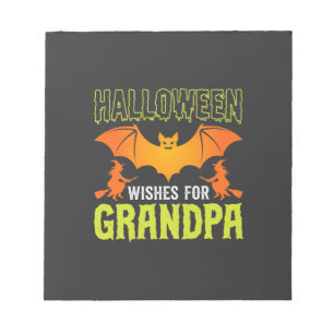 Halloween Opa Fledermaus Hexe Wünsche Notizblock