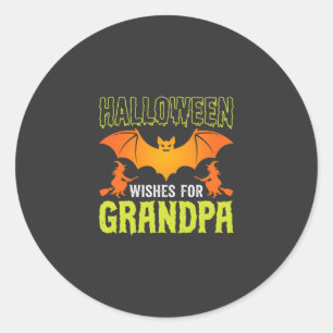 Halloween Opa Fledermaus Hexe Wünsche Runder Aufkleber