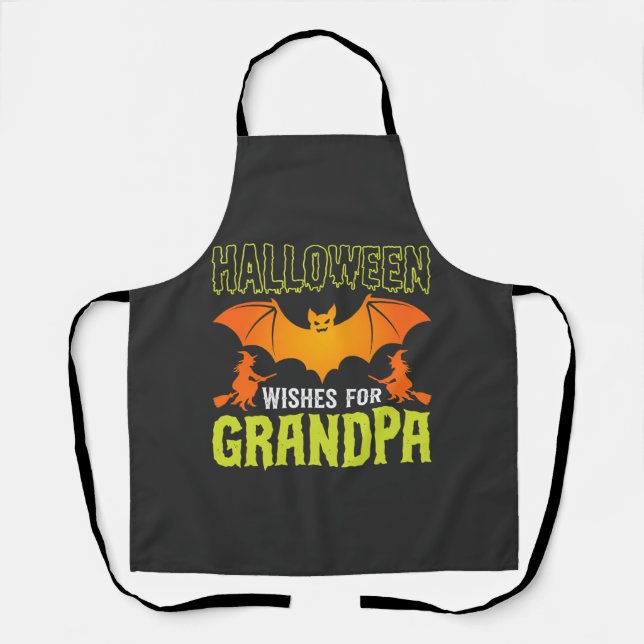 Halloween Opa Fledermaus Hexe Wünsche Schürze (Vorderseite)