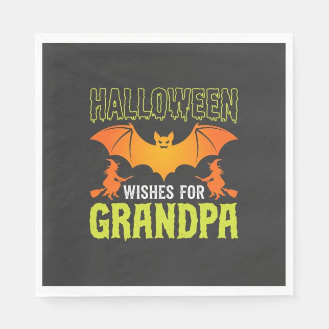Halloween Opa Fledermaus Hexe Wünsche Serviette (Vorderseite)
