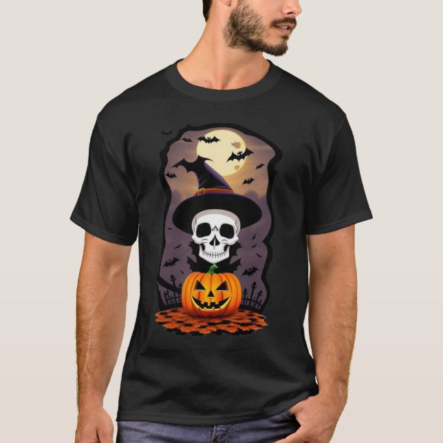 Halloween Orang Kürbis Dark T - Shirt (Vorderseite)