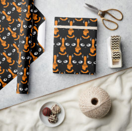 Halloween Orange Black Cat Decoupage oder Geschenkpapier