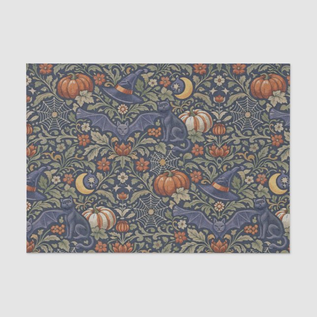 Halloween Orange Black Cats Bats  Seidenpapier (Vorderseite)