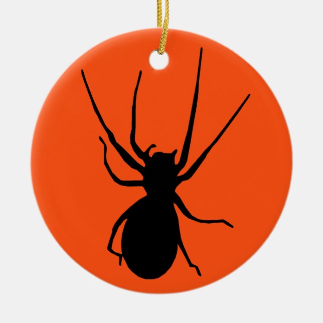 Halloween Orange Black Creepy Spider Ornament (Vorne)