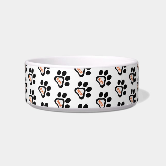 Halloween Orange Black Dog Paw Print | Boo Pet Napf (Vorderseite)