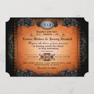 Halloween Orange Black Gothic Zusammen-EMPFANG Einladung