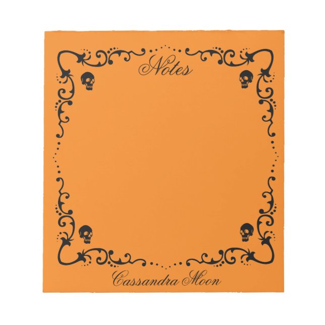 Halloween Orange & Black Magorder Personalisiert Notizblock (Vorderseite)