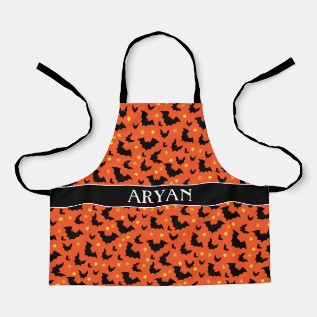 Halloween Orange Black Minimal Muster Schürze (Vorderseite)