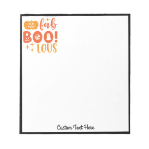 Halloween Orange Black Pumpkin Boo Personalisiert Notizblock
