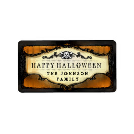 Halloween Orange & Black Skull Custom Leckerei Lab Adressaufkleber