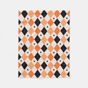 Halloween Orange & Black Spiding Raute Muster Fleecedecke