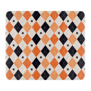 Halloween Orange & Black Spiding Raute Muster Schneidebrett