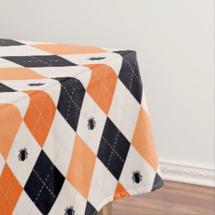 Halloween Orange & Black Spiding Raute Muster Tischdecke