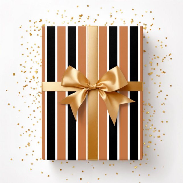 Halloween Orange Black Stripes Geschenkpapier (Halloween Orange Black Stripes Wrapping Paper)