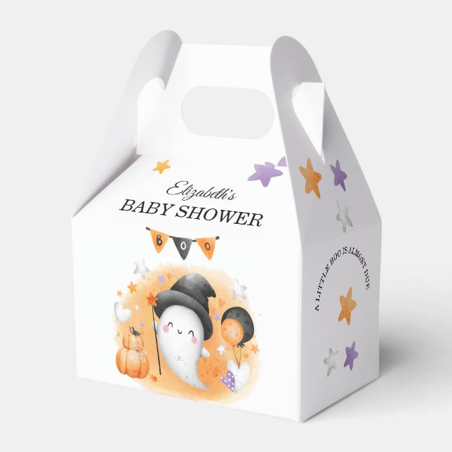 Halloween Orange Boo Babydusche Niedlich Gefälligk Geschenkschachtel (Vorderseite)