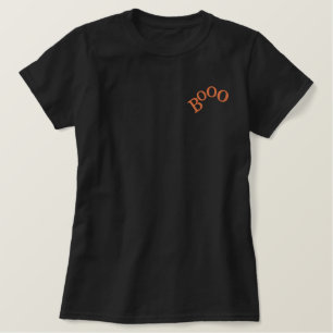 Halloween Orange Booo Design Besticktes T-Shirt