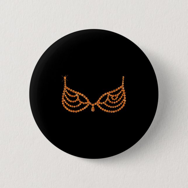 Halloween Orange Bra Design Costume Show  Button (Vorderseite)
