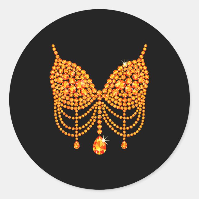 Halloween Orange Bra Design Costume Show Girls  Runder Aufkleber (Vorderseite)