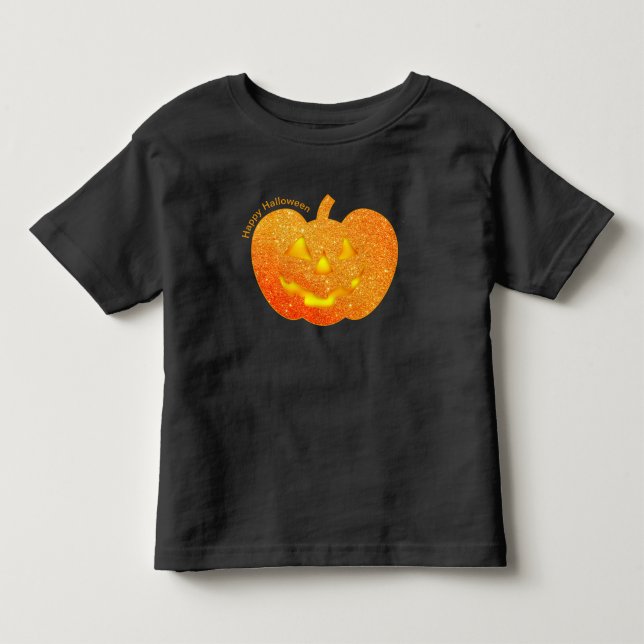 Halloween Orange Glitzer Pumpkin Kleinkind T-shirt (Vorderseite)