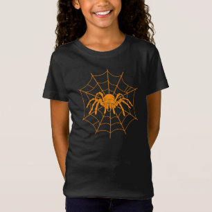 Halloween Orange Gruseliger Spinne und Netz Kostüm T-Shirt