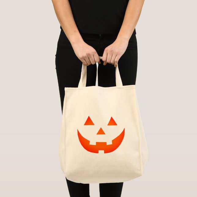 Halloween-Orange-Kürbislaterne-Kürbisgesicht Tragetasche (Vorderseite (Produkt))