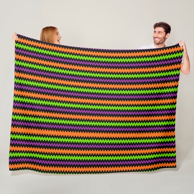 HALLOWEEN ORANGE LILA GRÜNE SCHWARZE STREIFEN FLEECEDECKE (Beispiel)