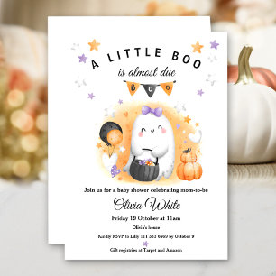 Halloween Orange Little Boo Ghost Girl Babydusche Einladung