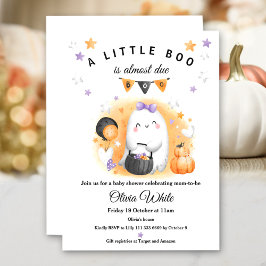 Halloween Orange Little Boo Ghost Girl Babydusche Einladung