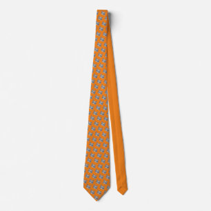 Halloween Orange Muster Tabby Katzengelbe Augen Krawatte
