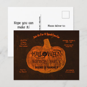 Halloween Orange Pumpkin Birthday Party Einladungspostkarte