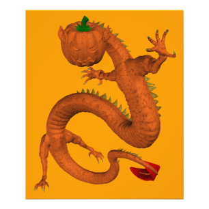 Halloween Orange Pumpkin Dragon Fotodruck