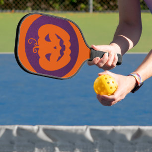 Halloween Orange Pumpkin im Lila Hintergrund Pickleball Schläger