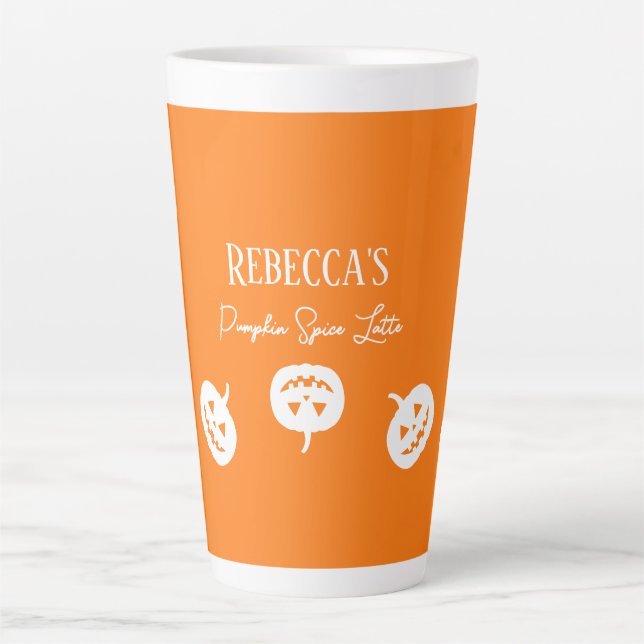 Halloween Orange Pumpkin Spice Latte Tasse (Vorderseite)