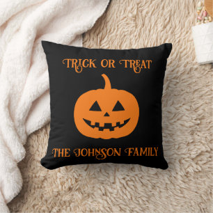 Halloween Orange Pumpkin Trick oder Treat Kissen