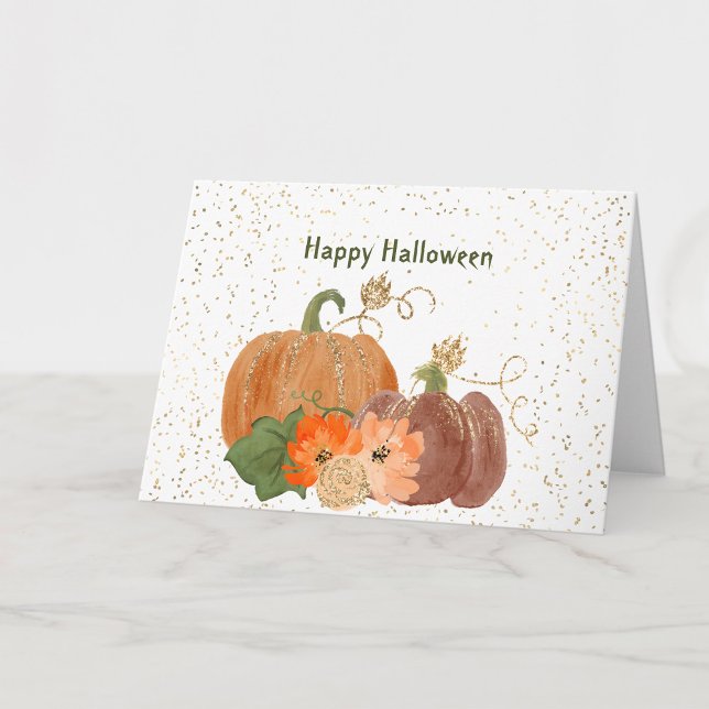 Halloween Orange Pumpkins Blume Gold Karte (Von Creator hochgeladen)