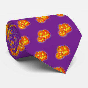 Halloween Orange Pumpkins Lila Muster Krawatte