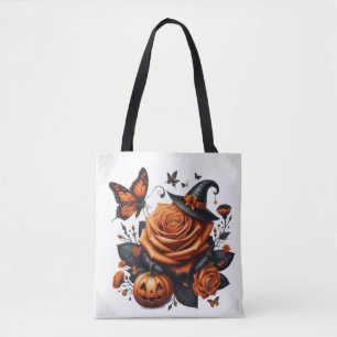Halloween Orange Rose Hexenhut Kürbis Tasche