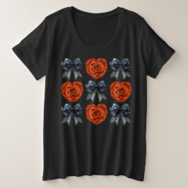 Halloween Orange Rose und Black Coquettes Große Größe T-Shirt