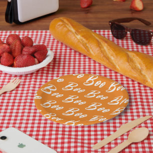 Halloween-Orange-Schriftzeichen Pappteller