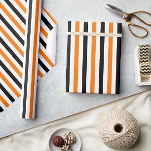 Halloween Orange Schwarz-weiß Stripes Patterngesch Geschenkpapier
