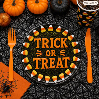 Halloween Orange Schwarze Süßigkeiten-oder-Saures- Pappteller