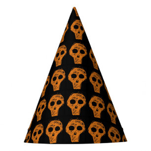 Halloween Orange Skull Pattern Partyhütchen