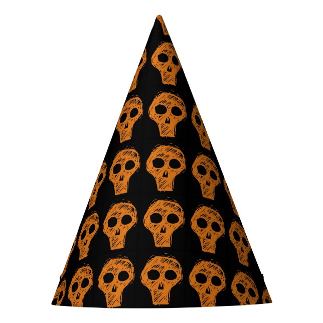 Halloween Orange Skull Pattern Partyhütchen (Vorderseite)